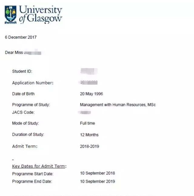 格拉斯哥大学offer.jpg 格拉斯哥大学offer.jpg