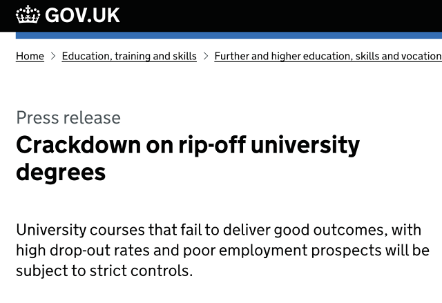 英国教育部限制大学低质量专业招生并要求降低预科学费.png
